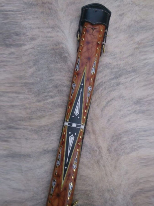 Back view of 1x2 custom leather pool cue case