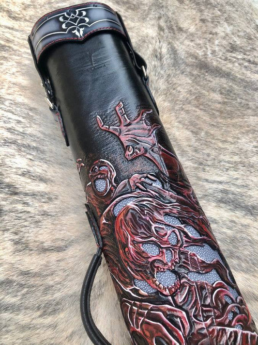 Back close-up of Death-Themed custom cue case