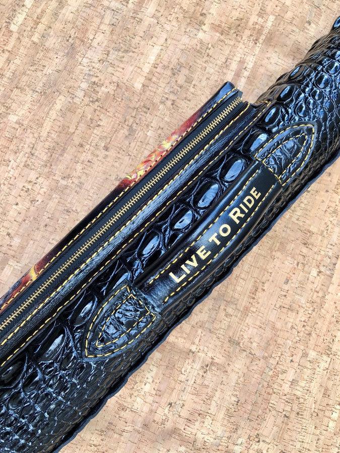 Side close-up of Ghost Rider leather cue case