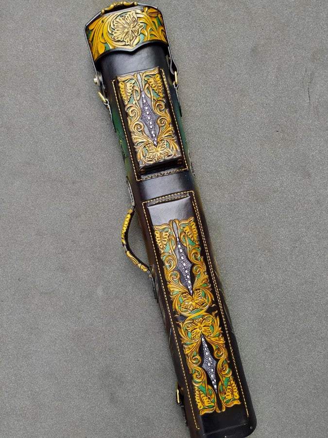 Front view of USA-Themed leather cue case