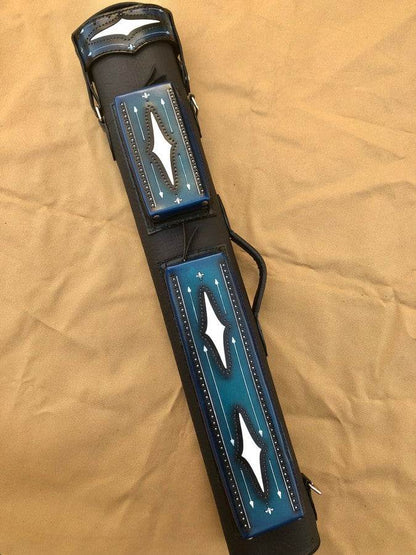 Brogue I Dual Tone Handtooled Leather Cue Case with Handcolored Design