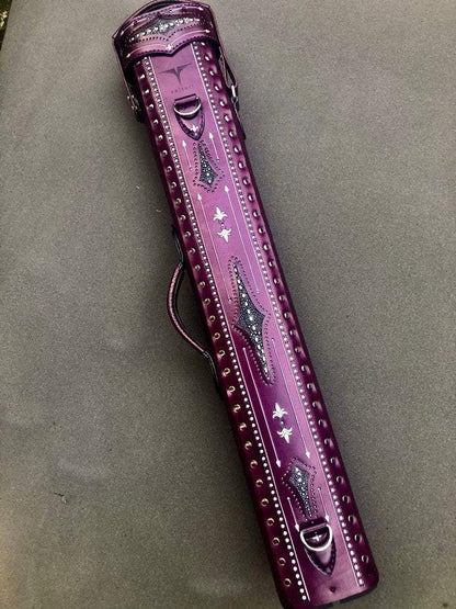Brogue I Single Tone Leather Cue Case handtooled and handcolored with worldwide express shipping