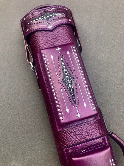 Brogue I Single Tone Handtooled Leather Cue Case with handcolored finish