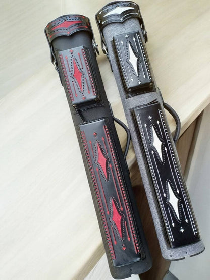 Brogue I Signature Handtooled Leather Cue Case with Handcolored Design