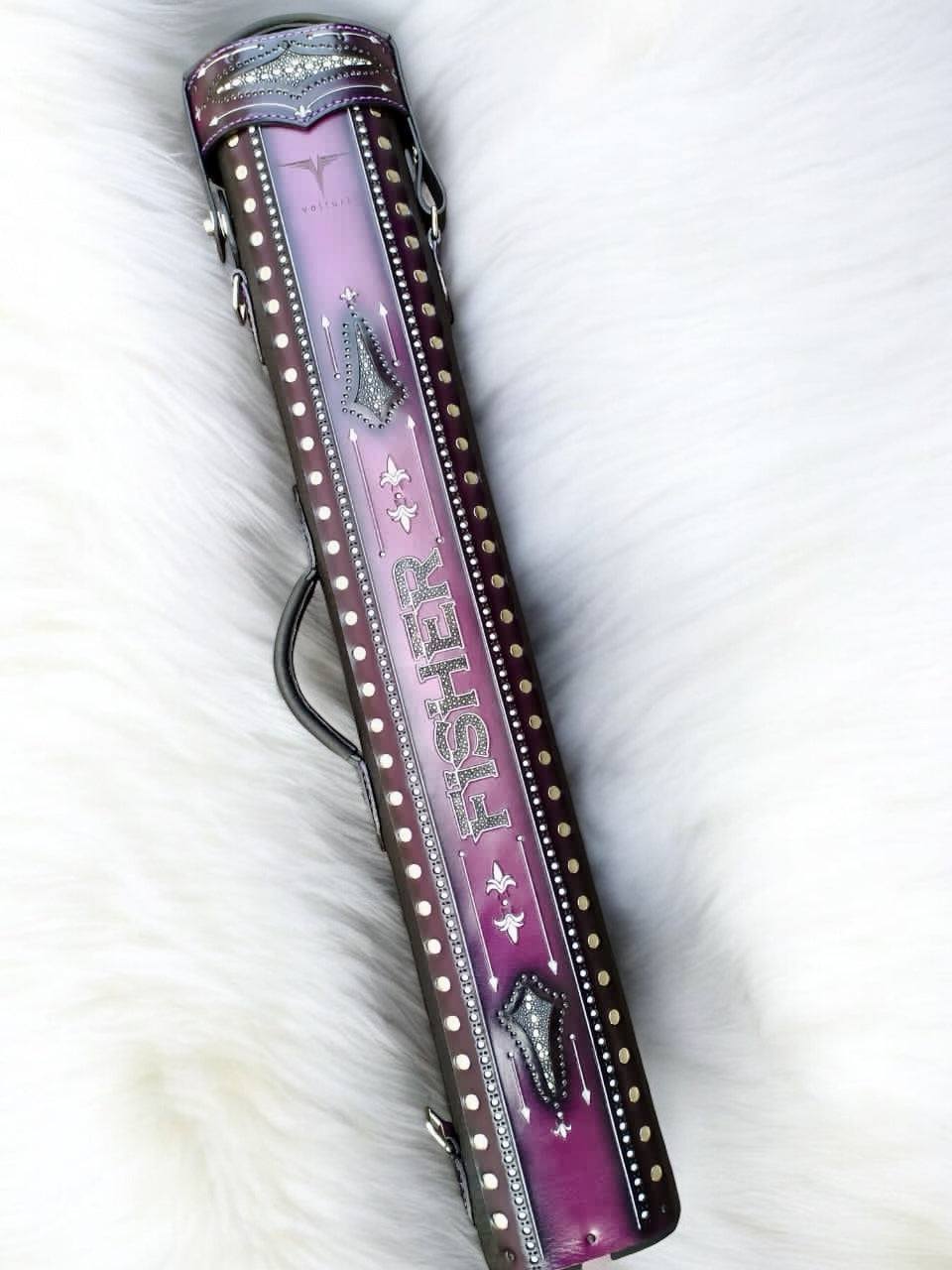 Brogue I Signature Leather Cue Case handtooled handcolored leather with worldwide shipping