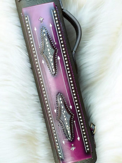 Brogue I Signature Leather Cue Case handcrafted handtooled handcolored with worldwide express shipping