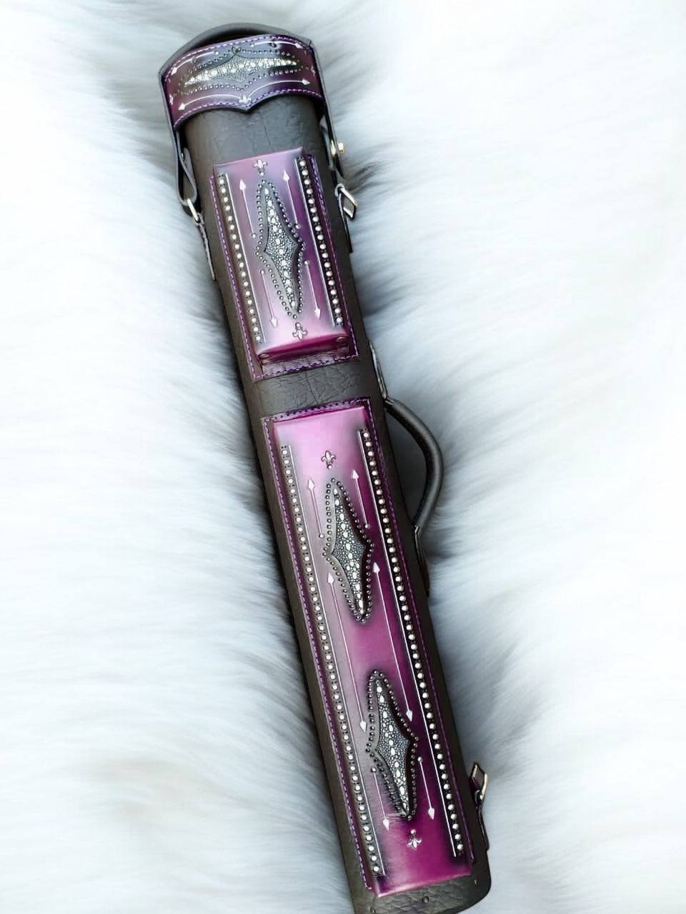 Brogue I Signature Leather Cue Case handtooled handcolored with worldwide express shipping