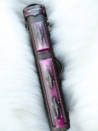 Brogue I Signature Leather Cue Case handtooled handcolored with worldwide express shipping