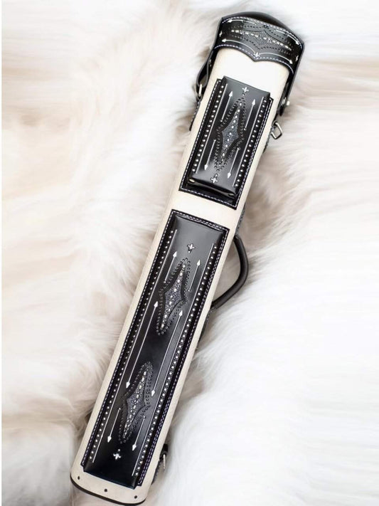 Brogue I Signature Handtooled Leather Cue Case with Handcolored Design