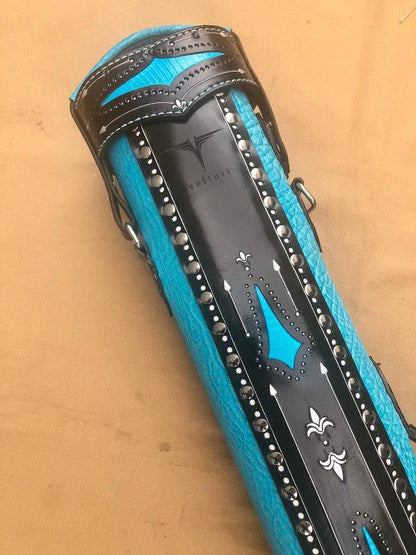 Brogue I Dual Tone Leather Cue Case handtooled and handcolored cue case with worldwide express shipping