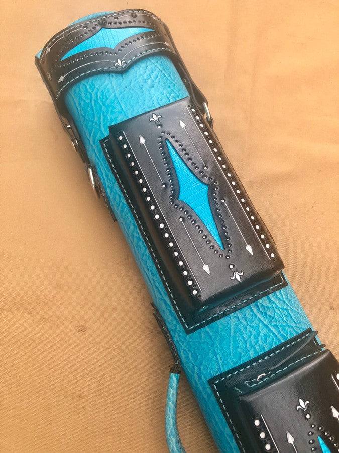 Brogue I Dual Tone leather cue case handcrafted and handcolored with worldwide express shipping available