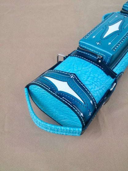 Brogue I Single Tone leather cue case handtooled and handcolored with worldwide express shipping