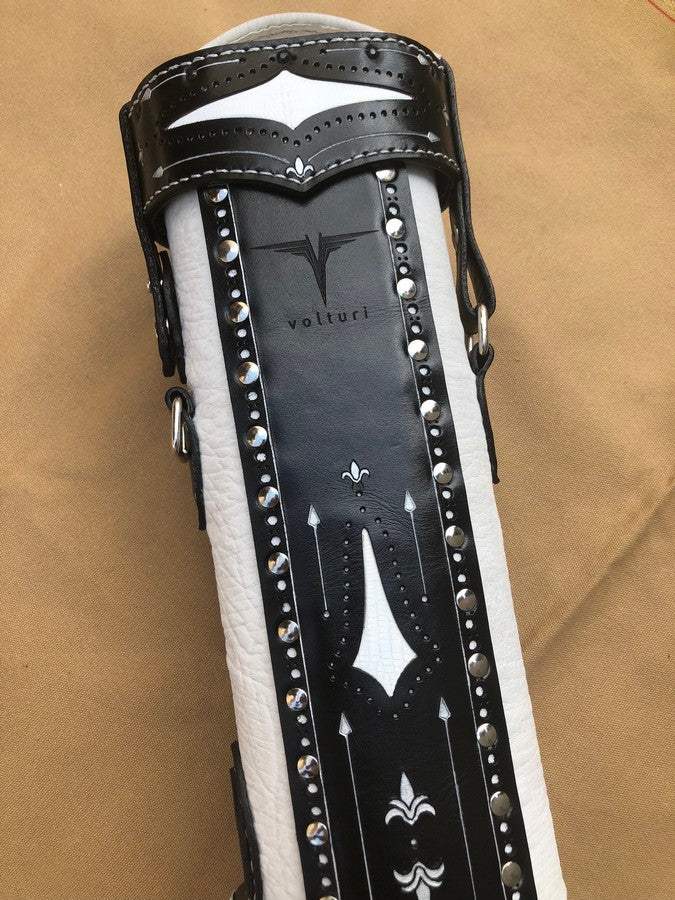 Brogue I Dual Tone Handtooled Leather Cue Case with handcolored design and worldwide express shipping