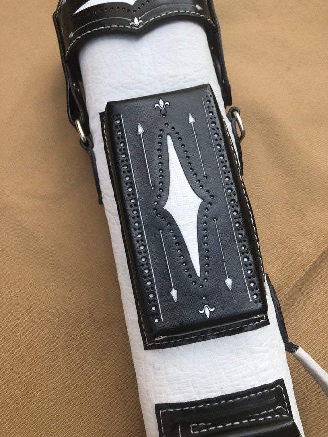 Brogue I Dual Tone Leather Cue Case handtooled and handcolored with worldwide express shipping
