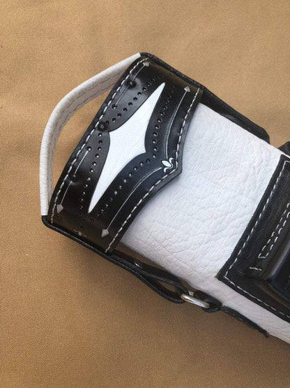 Brogue I Dual Tone Leather Cue Case handtooled and handcolored with worldwide express shipping