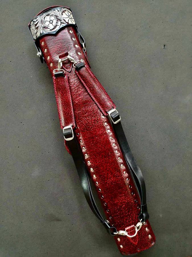 Buffalo Dual Tone handtooled leather cue case with handcolored finish and worldwide shipping