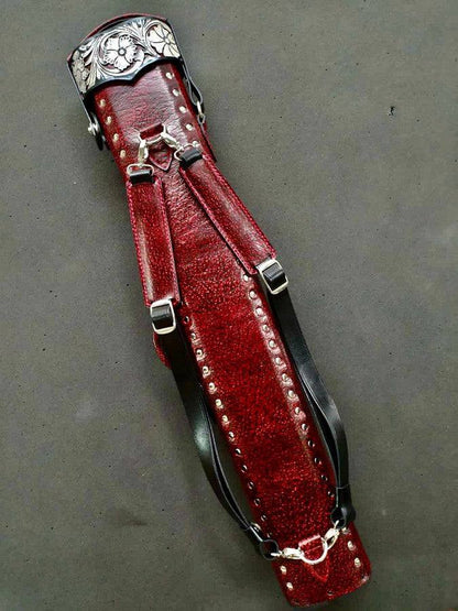 Buffalo Dual Tone handtooled leather cue case with handcolored finish and worldwide shipping