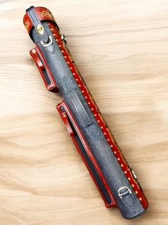 Buffalo Dual Tone Leather Cue Case handcrafted and handcolored with express shipping