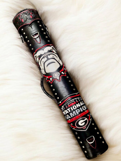 Buffalo Signature Leather Cue Case handtooled and handcolored with worldwide shipping