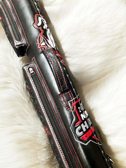 Buffalo Signature Leather Cue Case handtooled and handcolored with express shipping