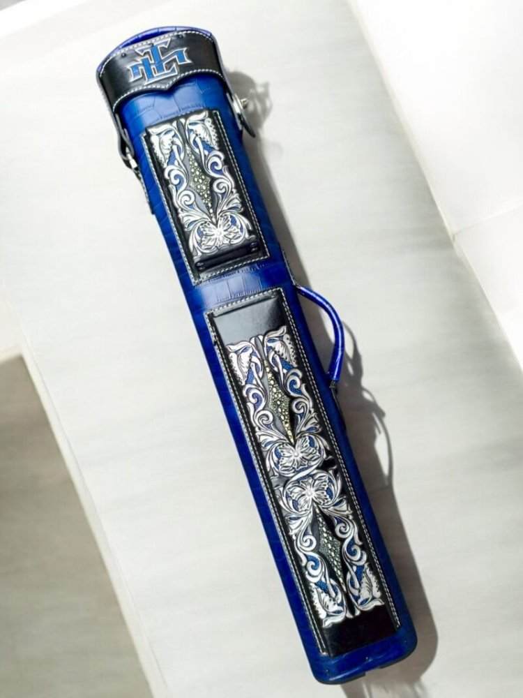 Buffalo Signature Handtooled Leather Cue Case with Handcolored Finish