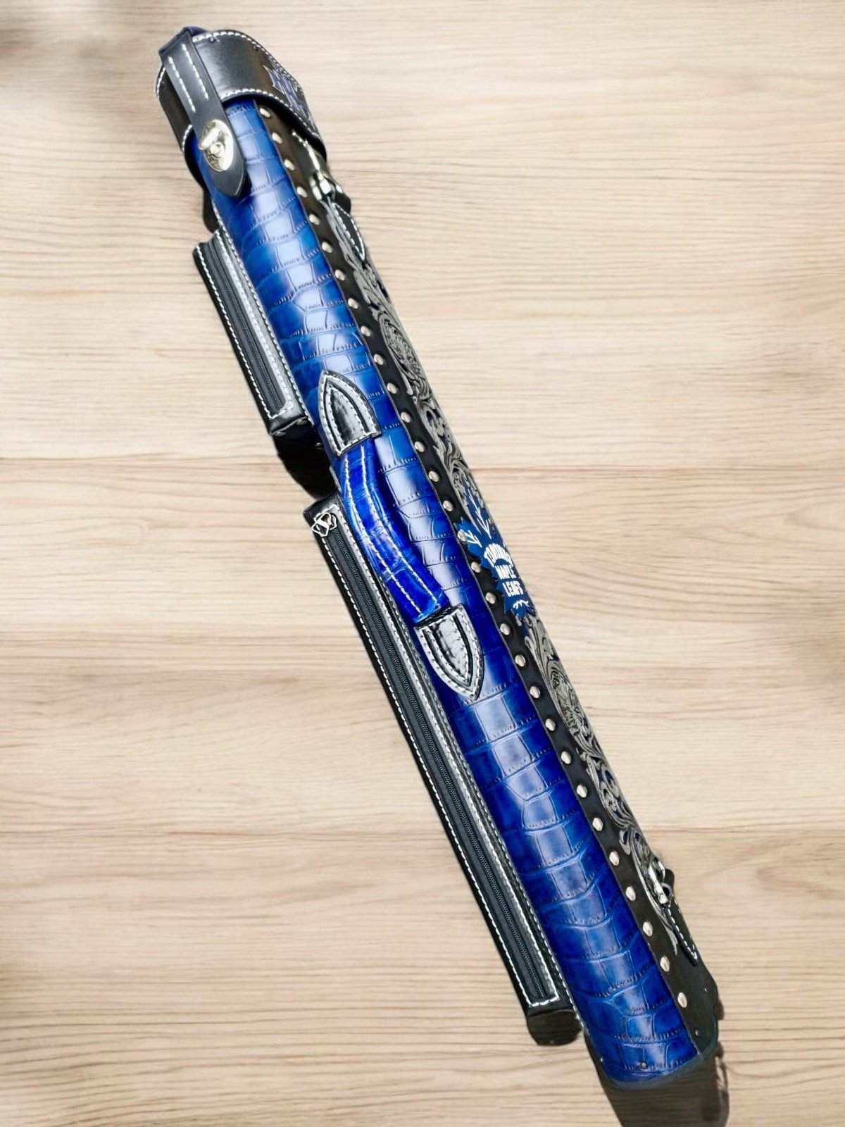 Buffalo Signature Leather Cue Case handtooled handcolored with worldwide express shipping