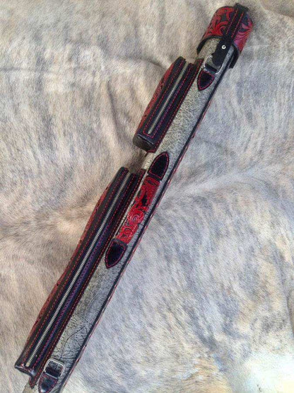 Buffalo Signature Leather Cue Case handtooled and handcolored with worldwide express shipping