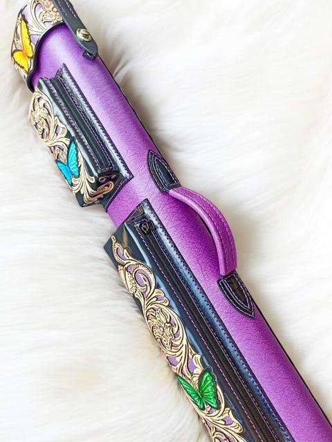 Buffalo Signature Leather Cue Case handtooled and handcolored with worldwide express shipping