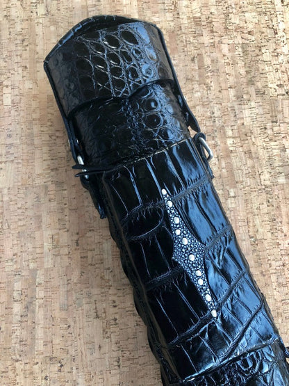 Crocodile Black Custom Cue Cases