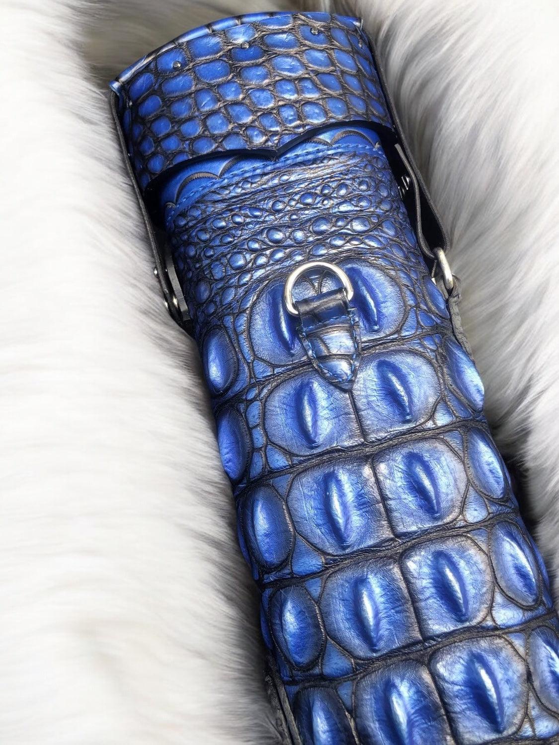 Crocodile colored custom cue cases for pool cues