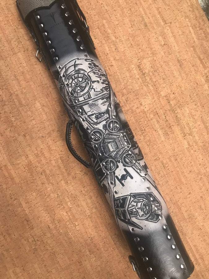 Back view of Darth Vader custom pool cue case with sci-fi artwork