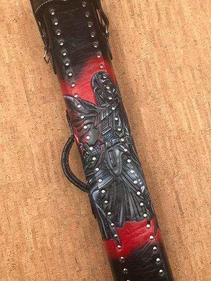 Back view of Darth Vader custom pool cue case with sci-fi artwork