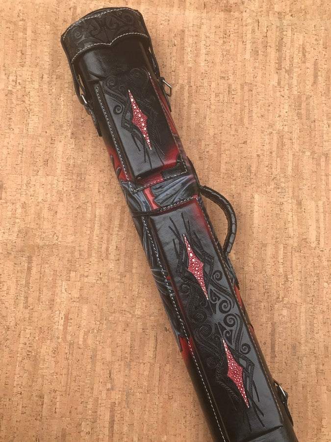 Front view of Darth Vader custom pool cue case with sci-fi artwork and handmade finish