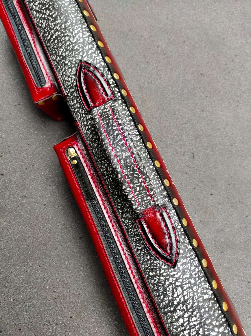Stratta Dual Tone Leather Cue Case handtooled vegetable-tanned leather handcolored stylish cue storage case