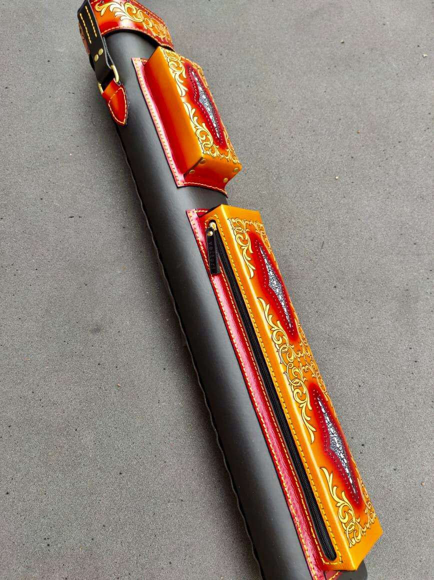 Stratta Dual Tone Leather Cue Case handcrafted vegetable-tanned leather cue case with handcolored finish