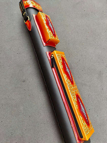 Stratta Dual Tone Leather Cue Case handcrafted vegetable-tanned leather cue case with handcolored finish